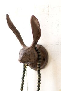 Rustic Cast Iron Wild Hare Wall Hook